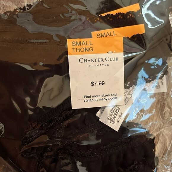 CHARTER CLUB Everyday Cotton Women's Lace-Trim Thong Set of 3, S - Picture 5 of 6